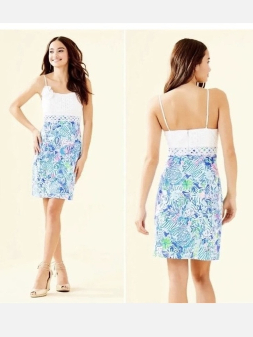Lilly Pulitzer Liz Dress Coastal Blue Lion Around - 8